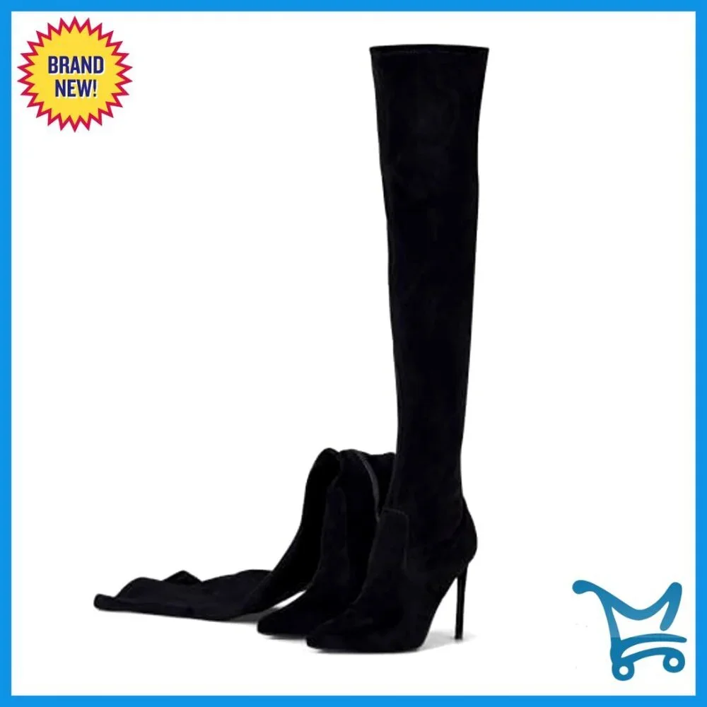 Stretch Suede Over-the-Knee Boots 4.3 Inch Stiletto Heels Pointed Toe